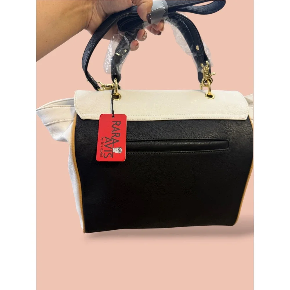 Rara Avis by Iris Apfel Owl Satchel Bag Black White Iridescent Novelty Handbag